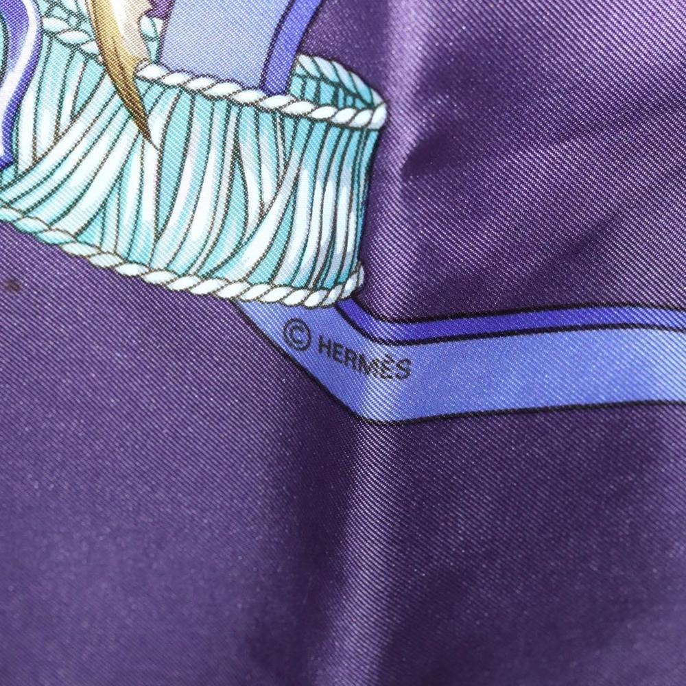 HERMES Carre 90 Scarf ""REGINA"" Silk Purple Auth bs24064 - Picture 14 of 15